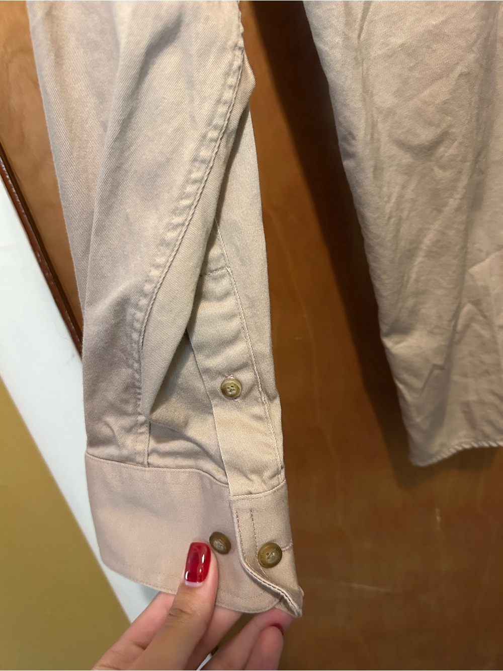 Ariat Men's Light Beige Button-Down Work Shirt - Picture 5 of 8